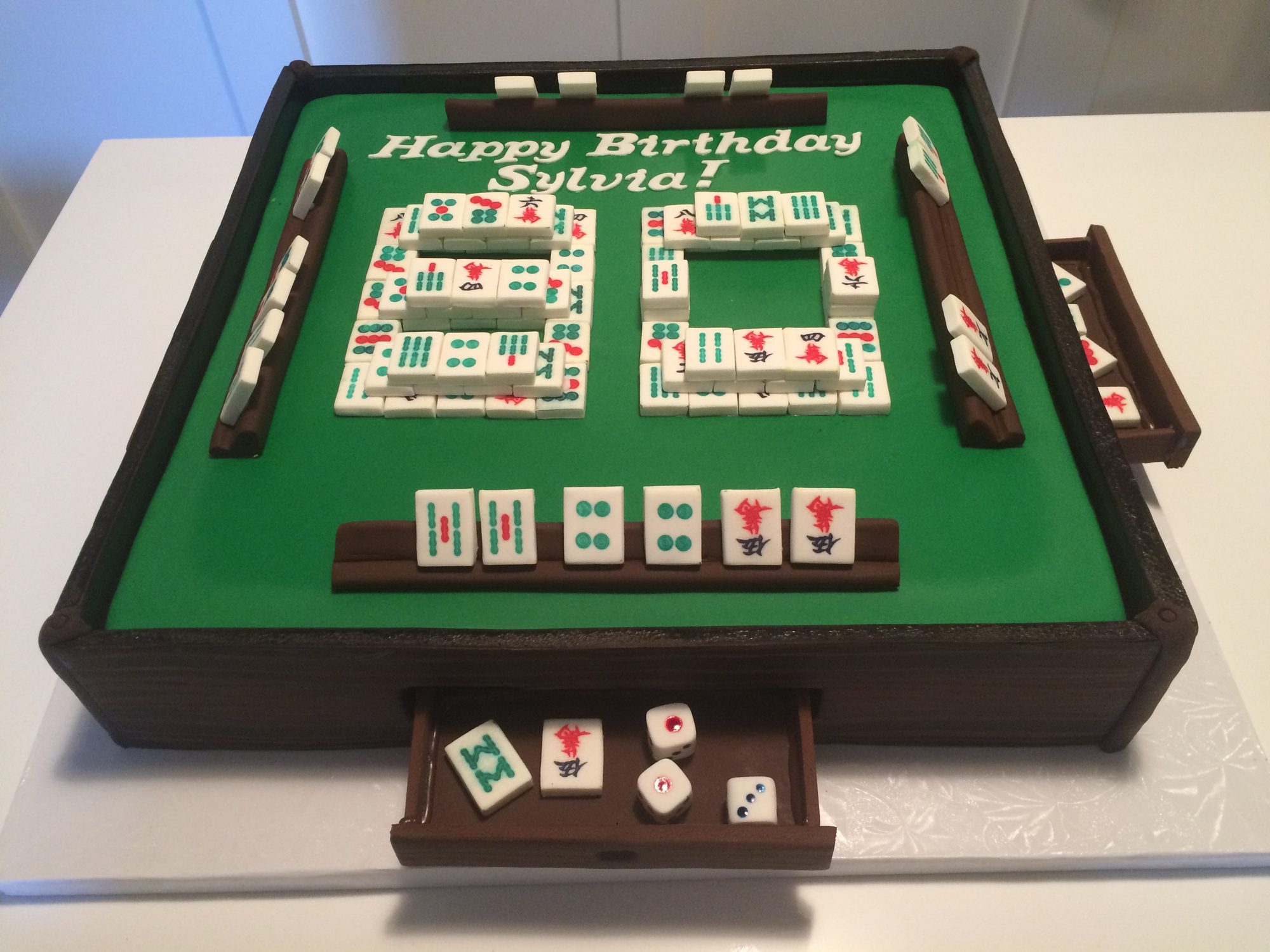 Mahjong board cake with edible tiles